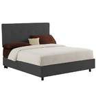 Skyline Furniture Five Button Bed in Black Microfiber   King Size