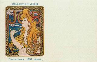 Mucha Artist Signed Job Cigarettes 1903 Vintage Advertising Postcard 