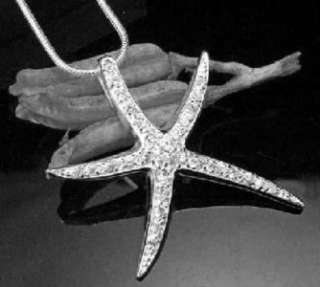Silver EP Crystal Starfish Necklace Party Jewelry Sale  