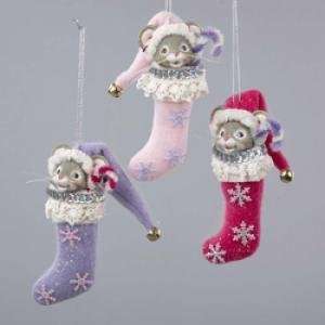  Cute Mice in Stocking Set of 3