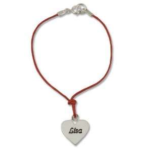  Sterling Silver Heart Name Plate Bracelet Jewelry