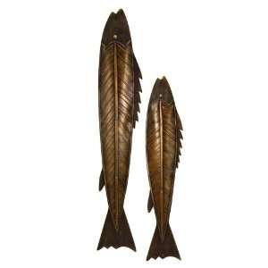   Set of 2 Stretched Wooden Barracuda Fish Wall Hangings