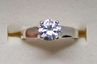   TULIP solitaire engagement ring diamond cut finger ss sz 7  