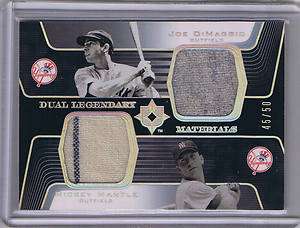   DIMAGGIO MICKEY MANTLE 2004 ULTIMATE COLLECTION DUAL GAME USED # 45/50