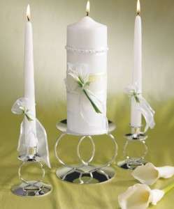 3pc Bridal Beauty Calla Lily Wedding Unity Candle Set  
