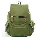 VINTAGE BACKPACK BAG MILITARY GREEN ARMY WOMANS / MENS LEATHER CANVAS 