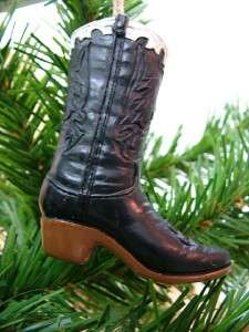 Black Cowboy Boot Western Rodeo Christmas Tree Ornament  