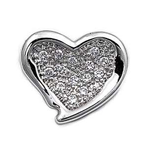  Sterling Silver Pendant   Heart   Clear Cubic Zerconia 