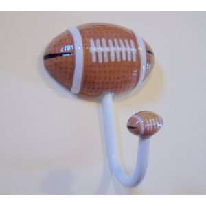  2 Ceramic Football Sports Ball Wall Hooks 