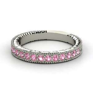  Victoria Band, 14K White Gold Ring with Pink Tourmaline Jewelry