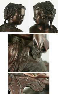 WELL CAST BRONZE CLASSICAL YOUNG WOMAN SCULPTURE 1800s  