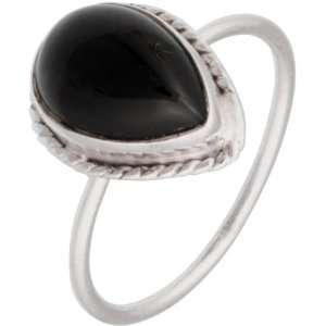  Black Onyx Pear Shaped Ring   Sterling Silver Everything 