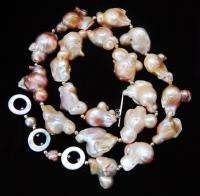 23*30mm Freshwater Nucleated Flameball Baroque Pearl Necklace 21 24 