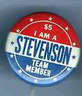 Adlai Stevenson 1952 Presidential Campaign Button Pin  