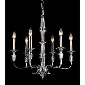 LINCOLN SQUARE 6 LIGHT CHANDELIER IN POLISHED NICKEL WITH CLEAR 