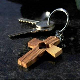  Hand Carved Olive Wood Jesus in Fish Keychain: Home 