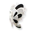   Jewel & Gift Sterling Silver Black and White Shell Butterfly Pendant