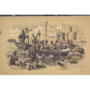   Scottish Men Boat River C1881 Celebration Sepia Print
