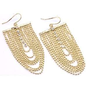  Goldtone Crystal Multi chain Dangling Earrings: Jewelry