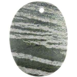 Pendants   Green Zebra Stone With 3mm Hole Oval   50mm Height, 38mm 