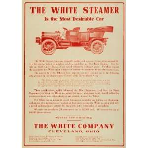 1909 Ad White Co. Steamer Automobile Car Cleveland OH   Original Print 