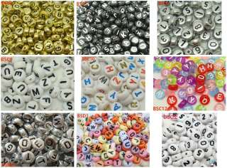 50g Mixed Round Coin Flat Acrylic Letter&number Spacer Beads charm fit 