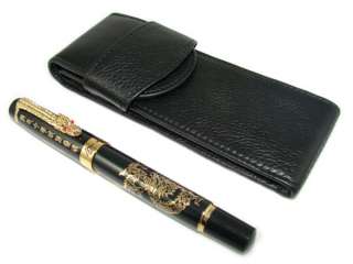 LP11 JINHAO CHINESE DRAGONS OFFSPRING FOUNTAIN PEN W/LEATHER PEN 