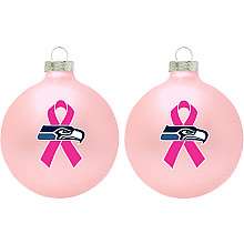 Topperscot Seattle Seahawks Breast Cancer Awareness Ornaments Set of 2 