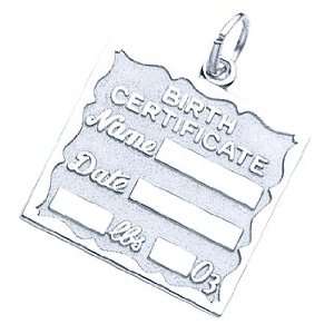  Rembrandt Charms Birth Certificate Charm, 14K White Gold 