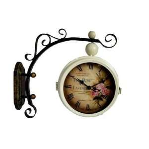  Wrought iron double sided clock, wrought iron wall clock 