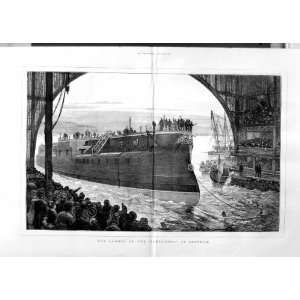  1875 SHIP LAUNCH ALEXANDRA CHATHAM DOCKS FINE ART