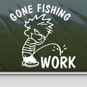  Funny Gone Fishing White Sticker Car Vinyl Window Laptop 