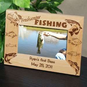   Engraved Freshwater Fishing Wood Picture Frame