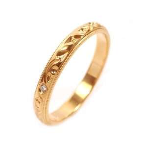  18k Yellow Gold Diamond Hand Engraved Ring Size 6 Ct.tw 0 