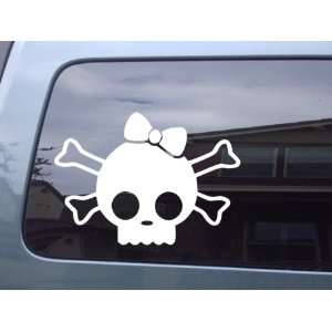 Girl Skull With Bow Car Window Vinyl Decal Sticker  SGS04056  WHITE 