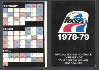 INDIANAPOLIS RACERS 1978 79 SCHEDULE SPONSERED BY AMC  