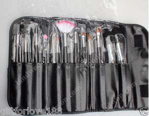   Professional Cosmetic With Leather Case Make Up 12 Pcs Brushes Sets