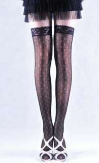 LACE FISHNET Floret THIGH HIGH STOCKINGS C meihua black  