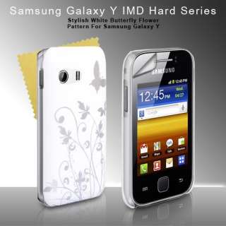 Weiße Neu Harte IMD Schmetterling Hülle / Tasche für Samsung Galaxy 