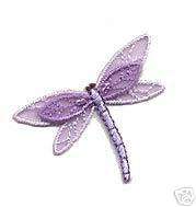 Iron On Embroidered Applique Patch SM Purple Dragonfly  