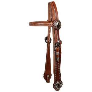  Leather Bridle Headstall with Pistol Conchos Sports 