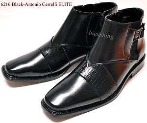New Mens dress boot shoes buckle side zipper black US 10.5  