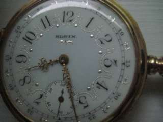 Antique Ladies 14k Gold Elgin Pocket Watch Fancy Dial  