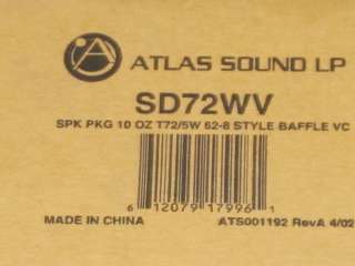 ATLAS SOUND 8 CEILING SPEAKER 5 WATT SD72WV NIB  