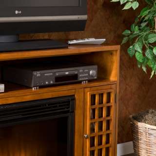 SEI Morita TV Stand Console Electric Fireplace Pine  