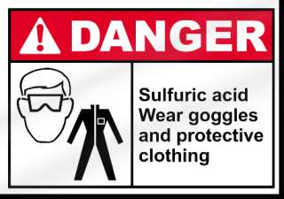 Sulfuric Acid Wear Goggles And Protective Clothing Sign  