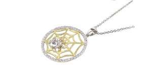 Spider Web Sterling Silver Necklace Chain Gold  