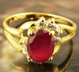 Exquisite Raindrop Ruby Gems 14k Yellow Gold Filled Ring Sz9 New Year 