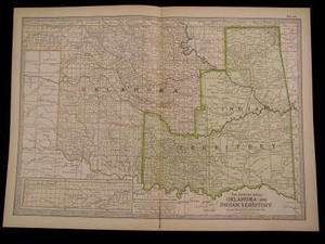 Oklahoma & Indian Territory 1897 folio color litho map  
