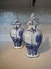 SALE Were $775 Pair of Dutch DELFT blue covered urns vase 18th 
